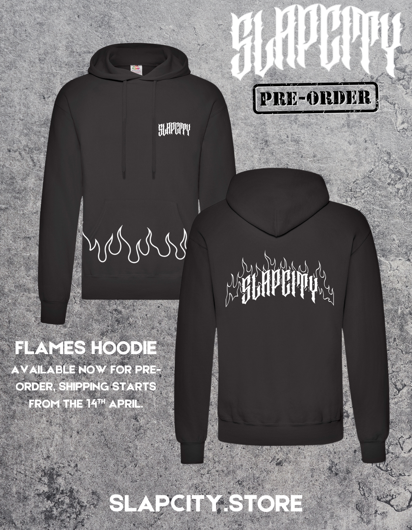 BLACK SLAPCITY FLAMES HOODIE