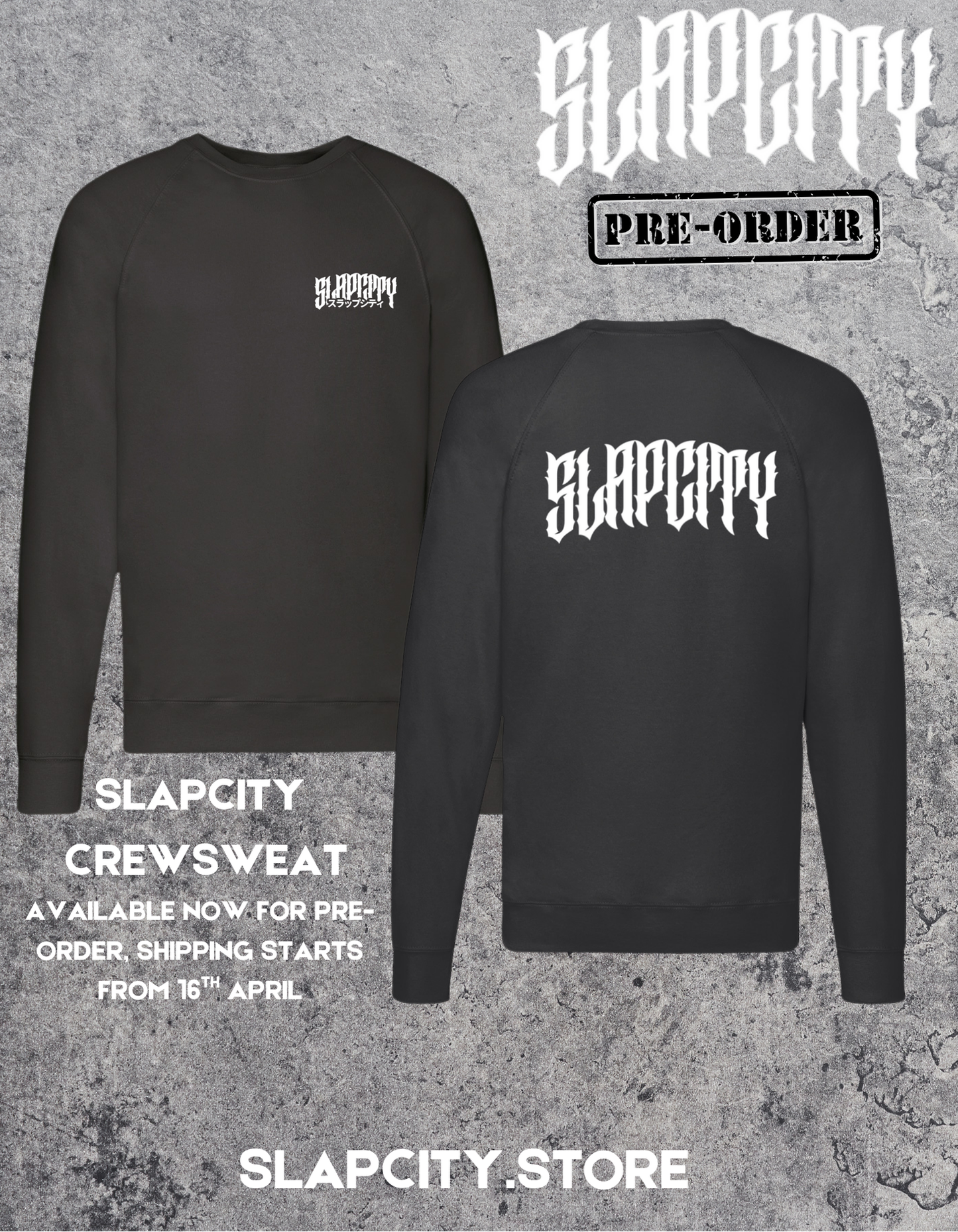 PRE ORDER BLACK SLAPCITYUK CREWSWEAT