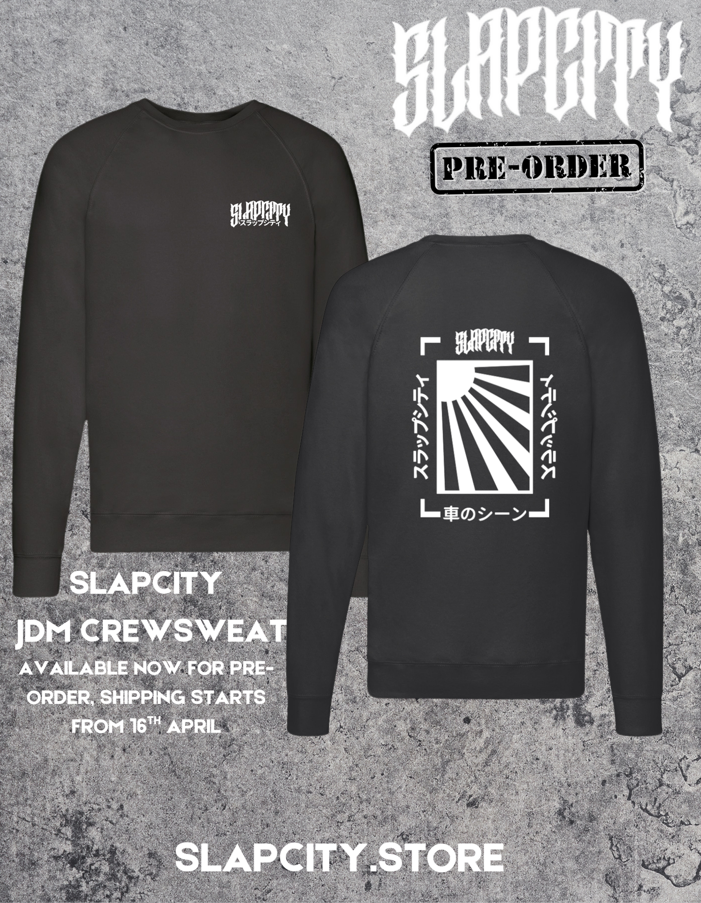 BLACK SLAPCITY JDM CREWSWEAT